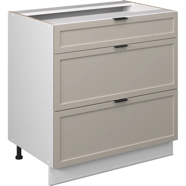 Küchenunterschrank Fame-Line GrauBeige 80 cm mit 3 Schubladen, ohne Arbeitsplatte Vicco – Bild 1