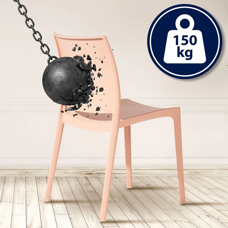 CLP 2er Set Gartenstühl Meton mit Lehne stapelbar wetterfest UV-beständig bis 150 kg,pfirsich – Bild 4