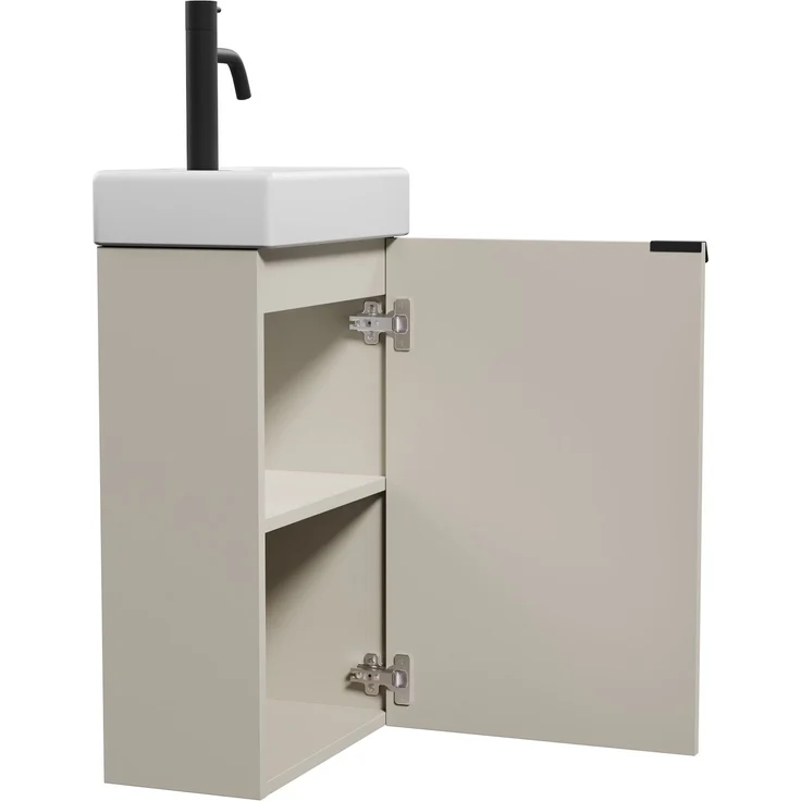 Badplaats Gäste-WC Waschtisch Set Apollo 40 x 22 cm Cashmere - Platzsparende Badmöbel Set mit Waschbecken und Unterschrank – Bild 4