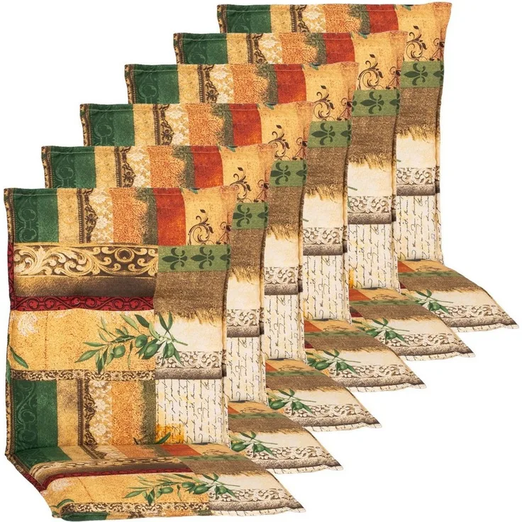 NYVI Polsterauflage Niedriglehner Auflagen Rio 6er Set - Stuhlauflage für Gartenstühle, (6 St), Sitzauflage, Pflegeleicht, Robust, Bequem