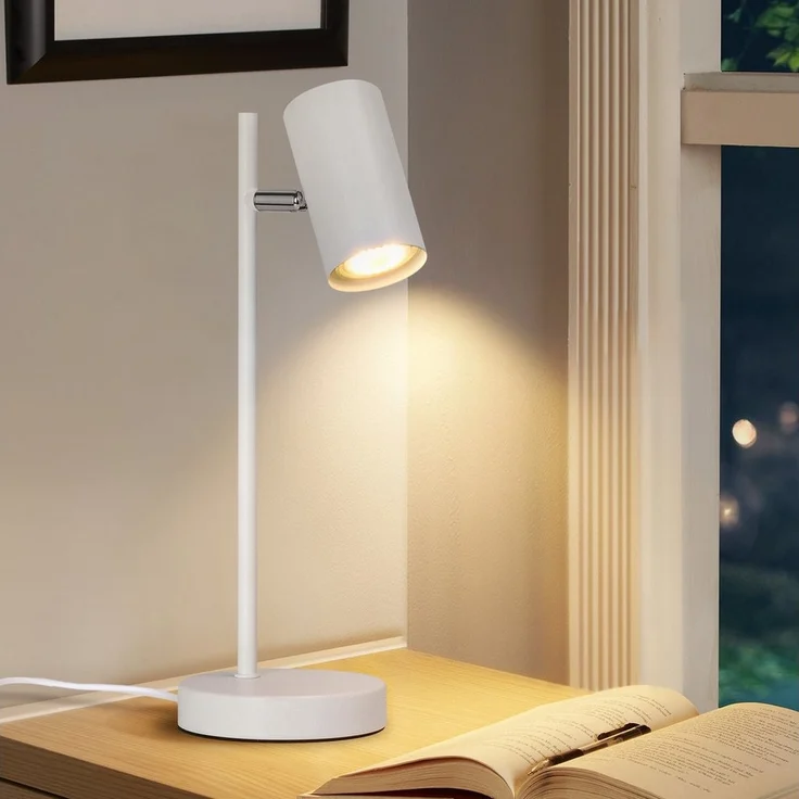 Nettlife Tischleuchte Nachttischlampe Schwarz/Weiß/Gold GU10 mit kabel Schlafzimmer, Schwenkbar 350°, LED wechselbar, Metall Schreibtischlampe Leselampe – Bild 1