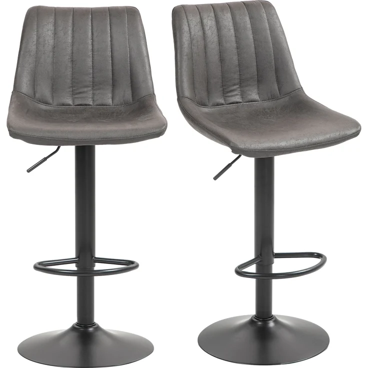 MELAYR, 2er-Set Barhocker im Retrodesign, inkl. Fußstütze, höhenverstellbar, Gaslift, Dunkelgrau, 46.5 x 43 x 110 cm – Bild 2