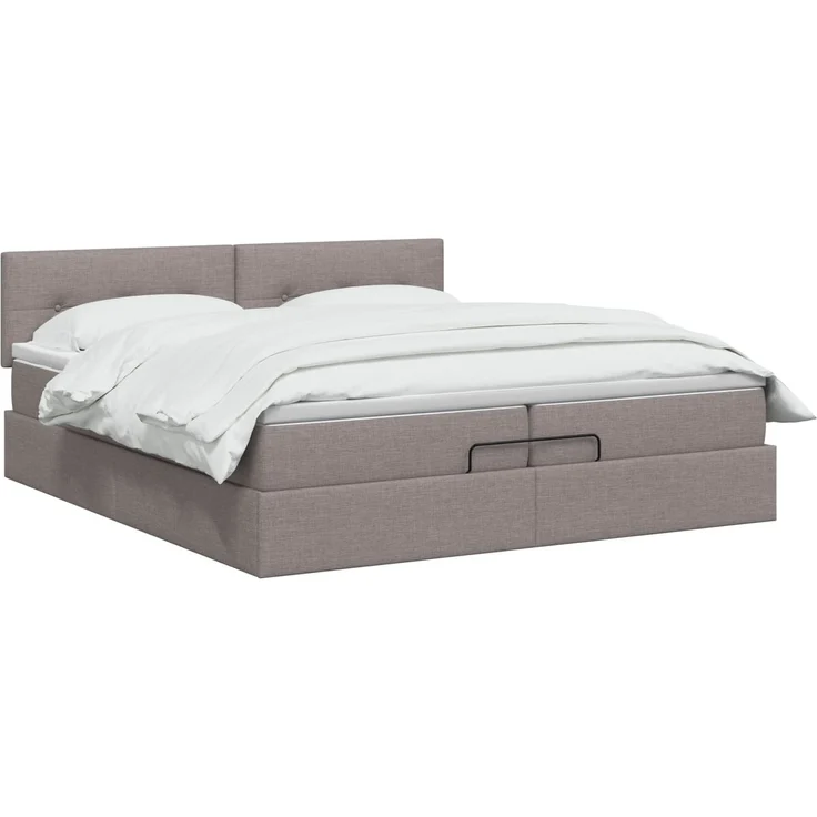 vidaXL Ottoman Bett mit Matratze mit Kopfteil Taupe 200 x 200 cm Stoff 3456355 – Bild 3