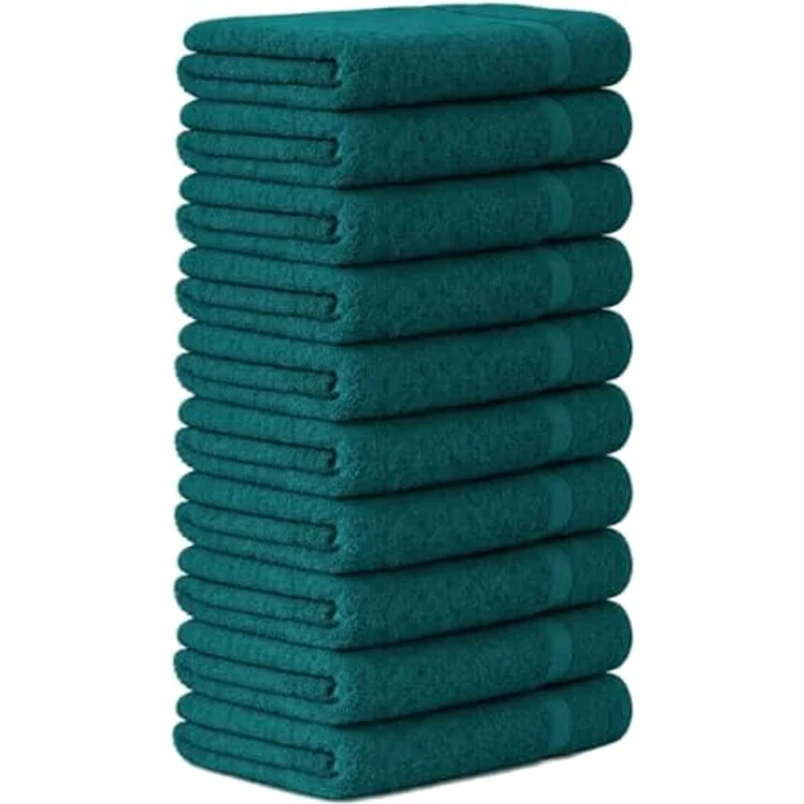 Luckytowel Duschtuch Set 70x140 cm, Oeko-TEX Badetücher aus 100% Baumwolle mit 600 g/m², flauschig und saugstark, 10er Pack Petrol – Bild 1