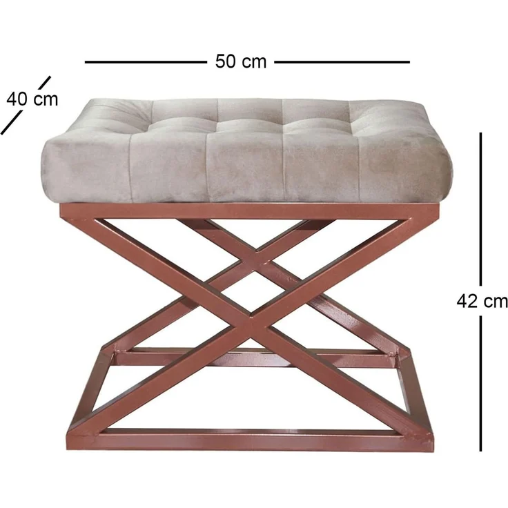 Hanah Home 'Capraz - Copper, Cream' Pouffe, Kupfer / Creme, 50 x 42 x 40 cm – Bild 2