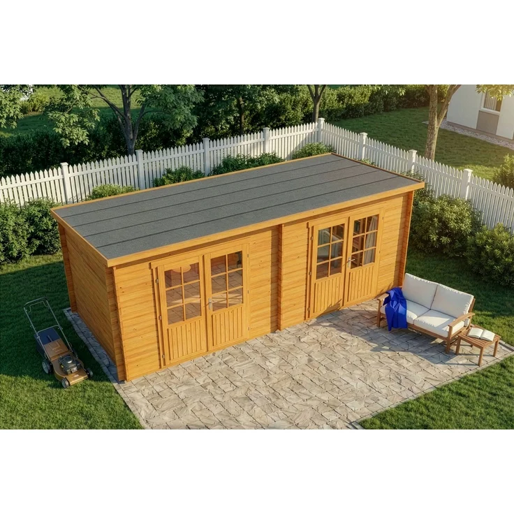 Alpholz Gartenhaus Maria Twin Gartenhaus aus Holz in Pinie Holzhaus mit 28 mm Wandstärke Blockbohlenhaus mit Montagematerial – Bild 4