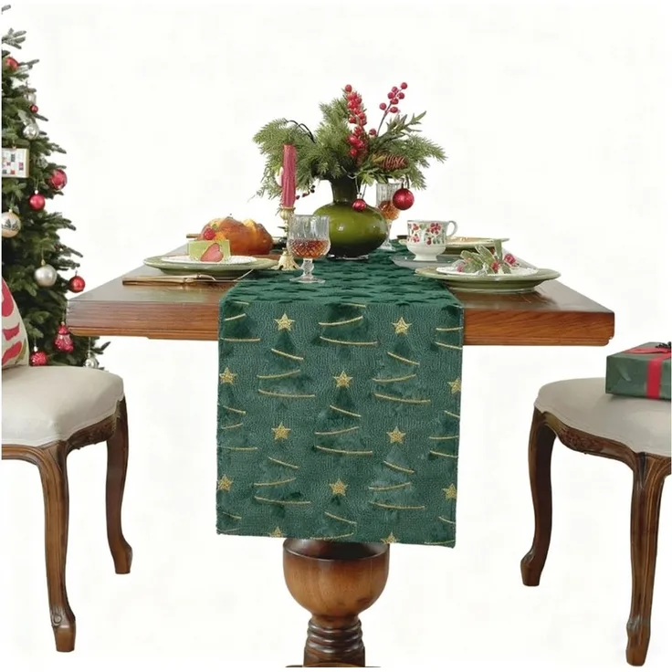 CLTYQ Tischläufer Weihnachtlicher Esstischläufer, Weihnachtsbaum-Tischläufer (1-tlg), Abwaschbare, Tischläufer modern, Pflegeleicht & fleckenabweisend