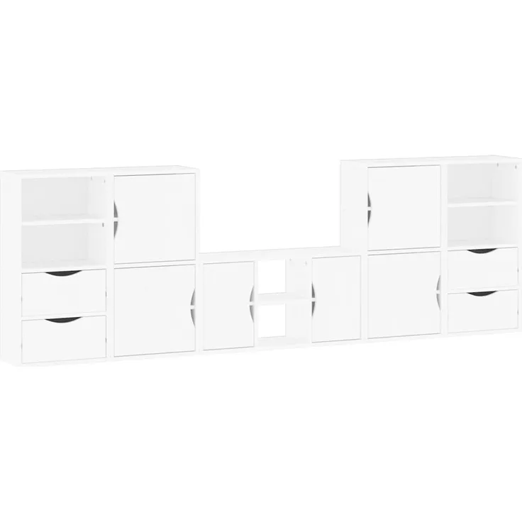 vidaXL 5-tlg. Wohnwand mit Stauraum ODDA Weiß Massivholz Kiefer 3365375