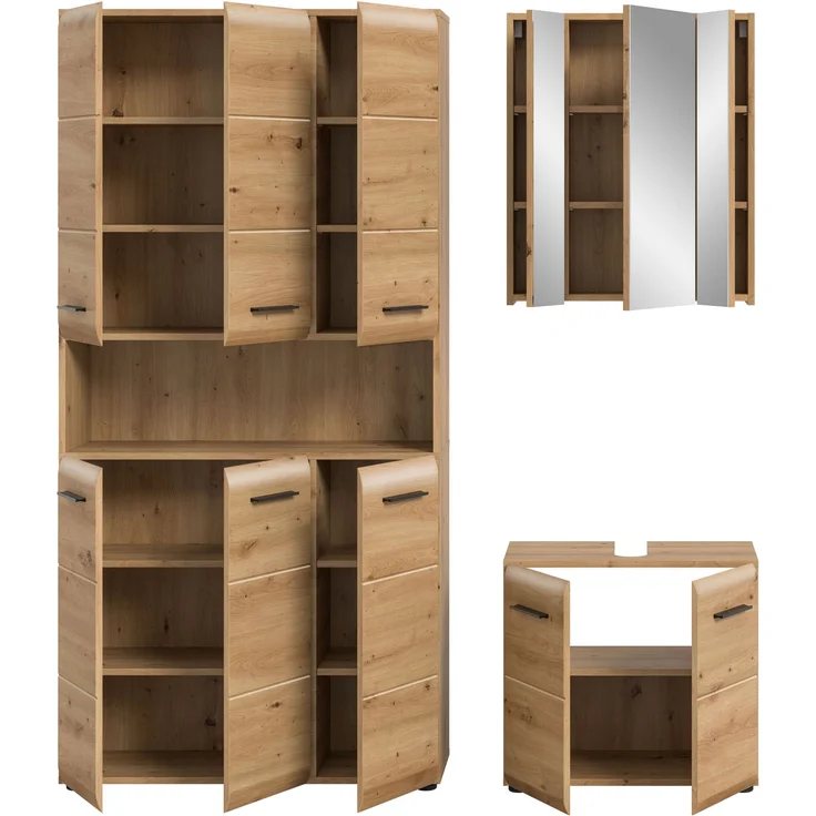Badkombination (B/H/T: 165x185x46 cm) in Artisan Oak Nachbildung und Artisan Oak Nachbildung – Bild 3