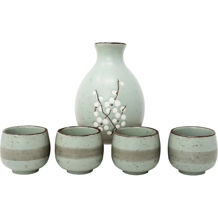 MystiCalls Schnapsglas Japanisches Sake Set für 4 Personen Japanisches Geschirr China, 5-tlg, Keramik, Spülmaschinenfest und hitzebeständig – Bild 3