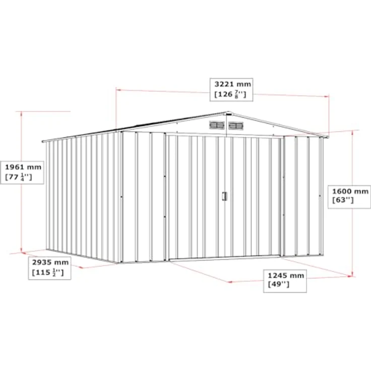 Duramax ECO 10x10 (9.16 m²) Metallgerätehaus, feuerverzinktes Metall gerätehaus - Geräteschuppen, verstärkte Dachkonstruktion, wartungsfreier und wetterfester Metallschuppen, Grün – Bild 7