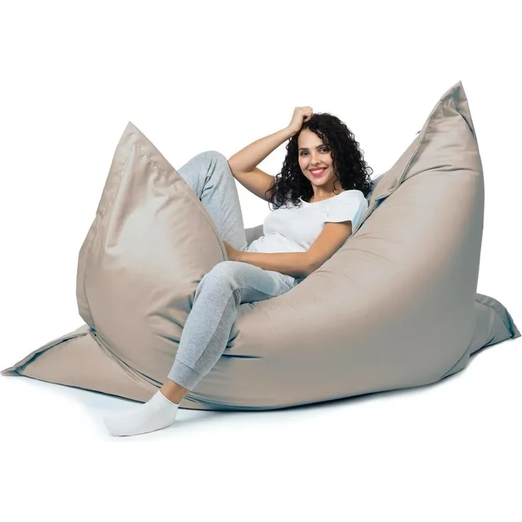 sunnypillow XL Sitzsack, Riesensitzsack Outdoor & Indoor 100x150 cm mit 140L Styropor Füllung Sessel für Kinder & Erwachsene Sitzkissen Sofa Beanbag viele Farben und Größen zur Auswahl Grau