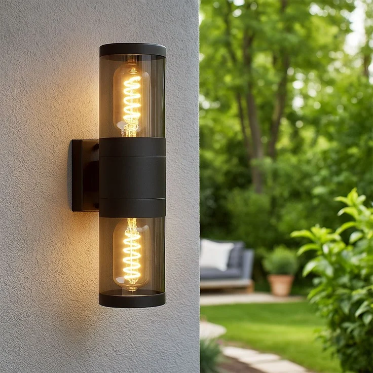 Wandleuchte, Up & Down, Edelstahl, schwarz, rauch, H 38 cm – Bild 4