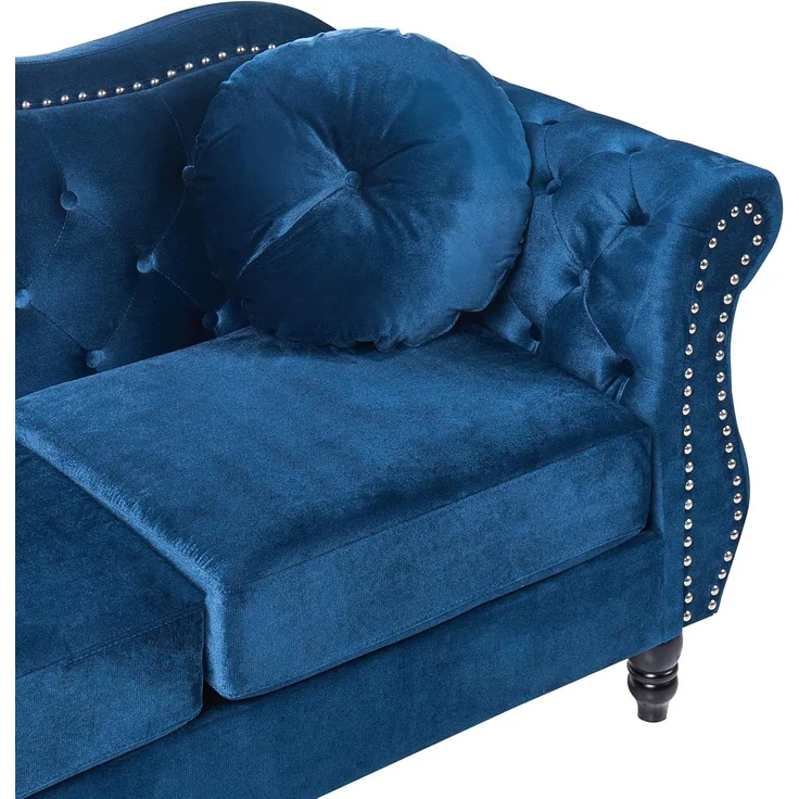 Sofa 3-Sitzer SKIEN Samtstoff Marineblau – Bild 7