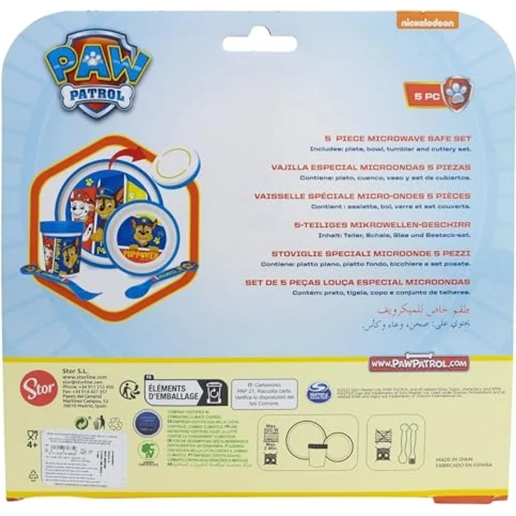 Paw Patrol Kindergeschirr Set 5-teilig Rutschfestes Ess-Set mit Teller, Schüssel, Becher & Besteck – Bild 3