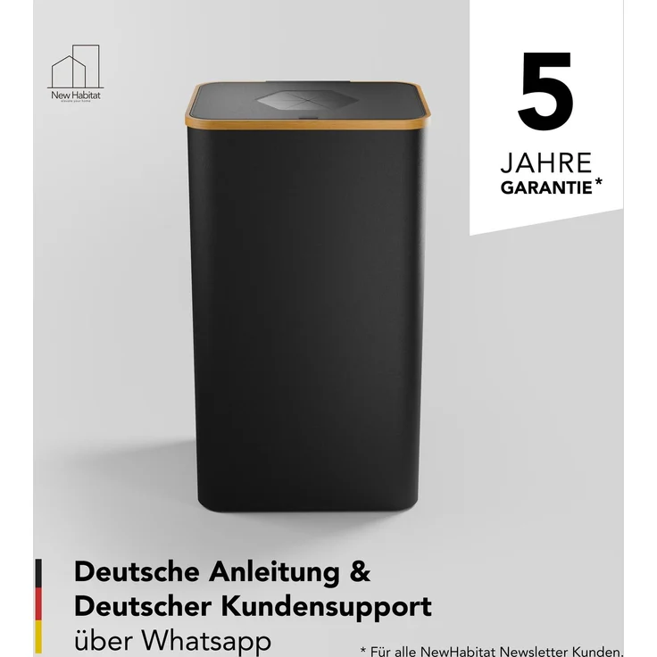 NewHabitat Pfandflaschen Sammelbehälter 70 × 40 × 33 cm – 100 L Recyclingbehälter mit Bambusdeckel & waschbarer Tragetasche für 30–40 Flaschen – Bild 6