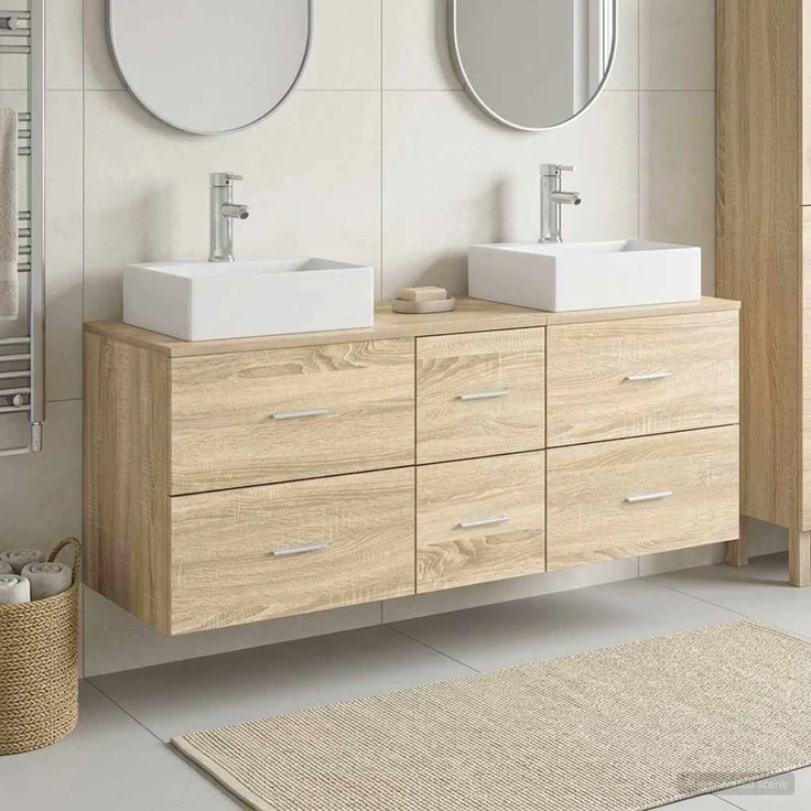 vidaXL Badezimmerschrank-Set 3 stk. Sonoma-Eiche 129 x 41 x 79,5 cm 3405845 – Bild 1