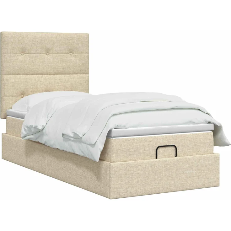 vidaXL Ottoman Bett mit Matratze mit Kopfteil Creme 90 x 190 cm Stoff 3457457 – Bild 3