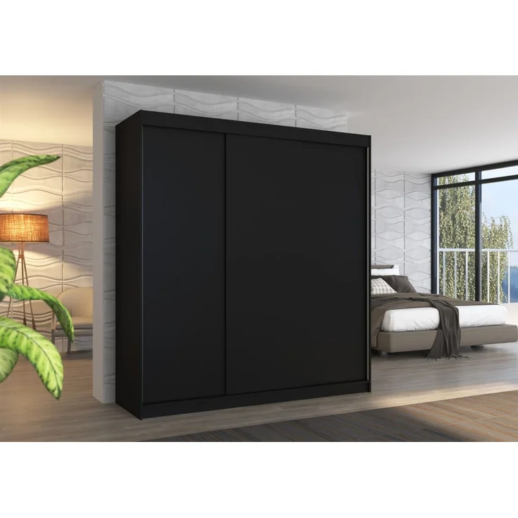 Schiebetürenschrank Schrank Nr. 435 in Schwarz matt 200 x 215 x 58 cm – Bild 1