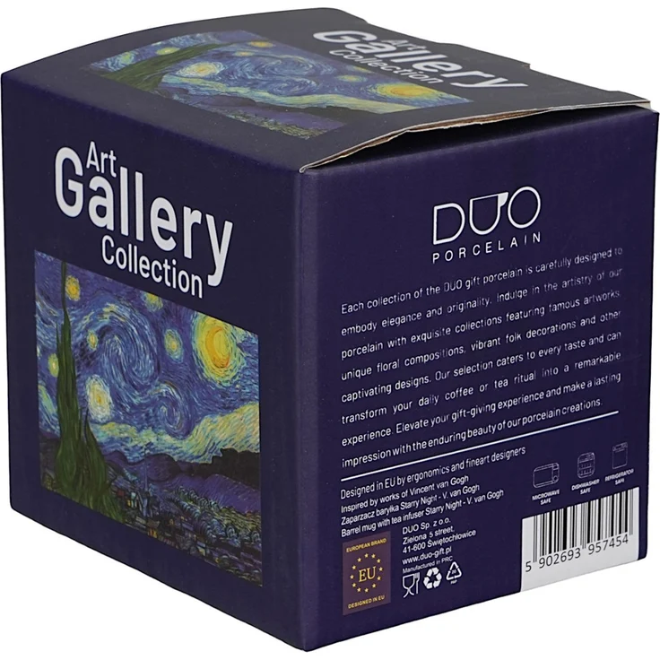 DUO ART GALLERY Fassbecher 430 ml mit Teesieb STARRY NIGHT inspired by Van Gogh, New Bone China Porzellan – Bild 6