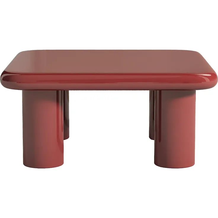 Vente-unique - TAMISDA Couchtisch Holz, Platte Rot - B 90 cm x H 41 cm x L 90 cm – Bild 2