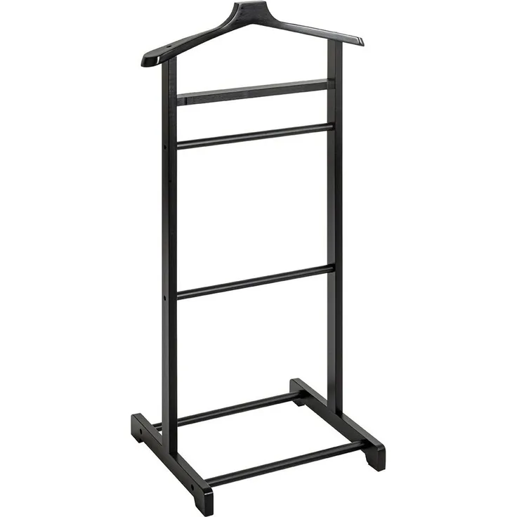 Haku Herrendiener aus Bambus, schwarz lackiert, Scandinavian Design, Anzugständer/Kleiderbutler, 48x36x97 cm