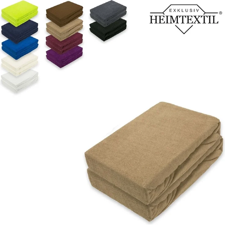 Frottee Spannbettlaken Rundumgummizug Marke Doppelpack 90 x 200 cm Sand – Bild 1