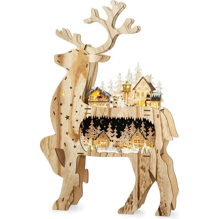 SIKORA Schwibbogen LB05 XXL 3D Rentier mit LED Beleuchtung H:67 cm
