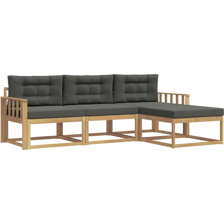 vidaXL Outdoor-Sofagarnitur 4 stk. Weiß und Anthrazit Polyester 3386266 – Bild 2