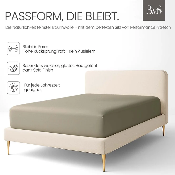 Jersey Spannbettlaken braun (taupe) 120x200 cm Höhe bis 35cm – Bild 3