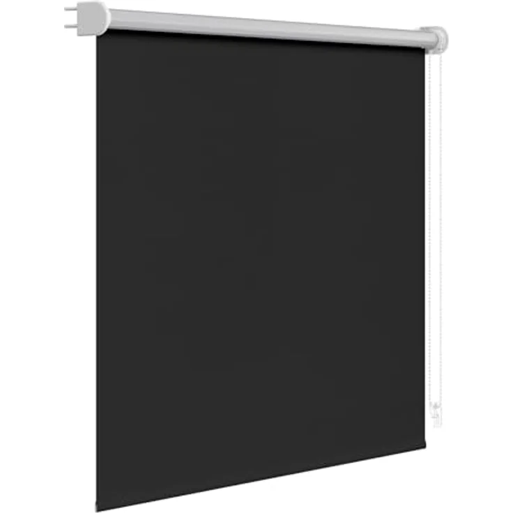 WOLTU Verdunkelungsrollo, nur zur Schraubmontag Thermo Verdunkelungsrollo mit Kette, Sichtschutz für Türen und Fenster, 140x160 cm [Stoffbreite: 136 cm], Schwarz – Bild 1