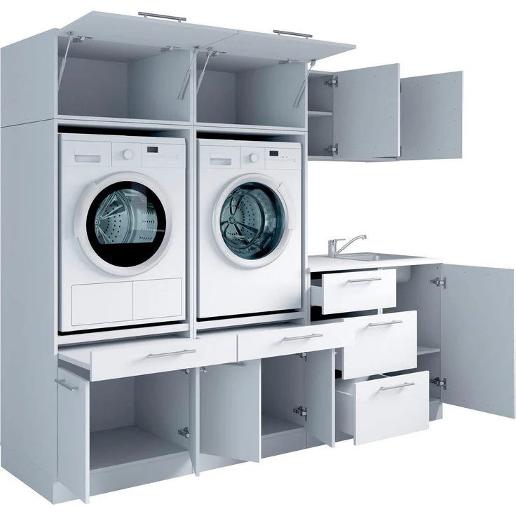 Laundreezy Mehrzweckschrank-Set Laundreezy, 8-tlg. Mehrzweckschrank-Set B/H/T 236/200/68 cm, (8-St), Breite 236 cm, Soft-Close-Funktion, höhenverstellbare Füße – Bild 2