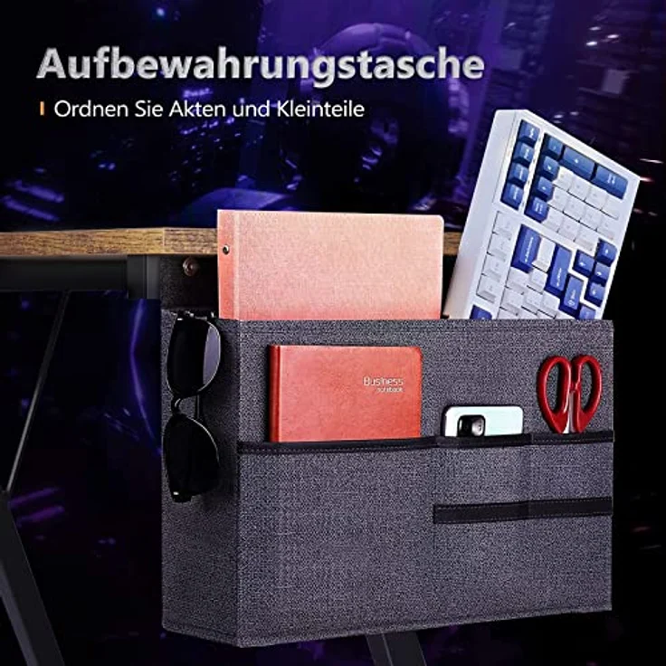 ODK Gaming Tisch, Computertisch, Gaming Schreibtisch mit runder Ecke, Gaming-Tisch mit Monitorablage (Weinlese, 167x120 cm) – Bild 6