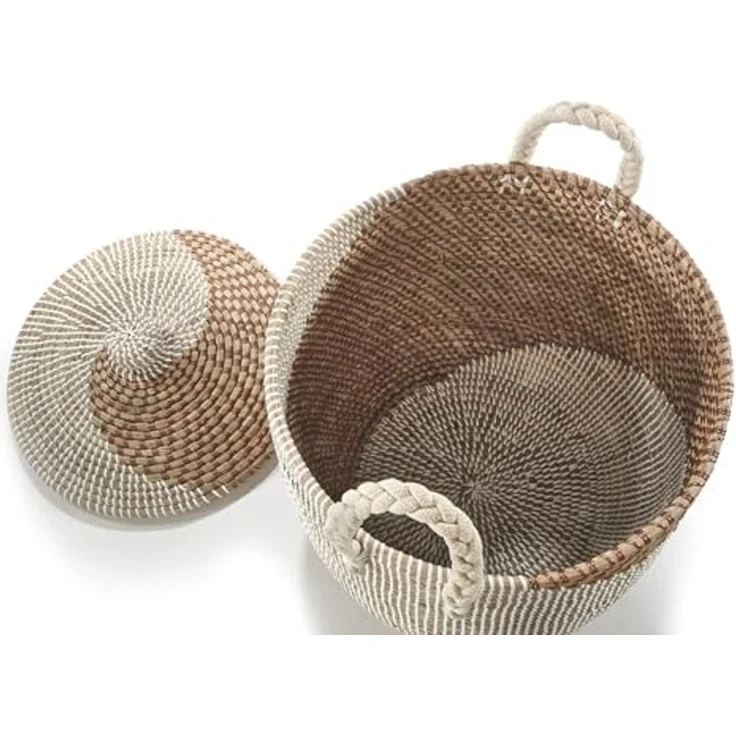 Kobolo Aufbewahrungskorb Schlangenkorb Korb NAGA Seegras inkl. Deckel (Stück, 1 St, 1 Stück), Korb mit Deckel – Bild 7