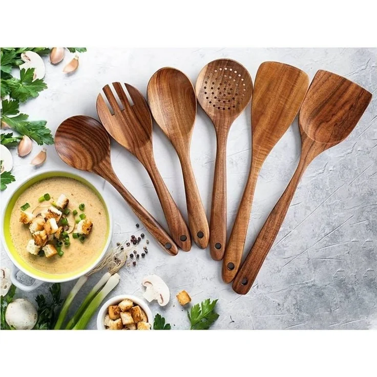 Faizee Möbel Kochbesteck-Set Holz-Kochutensilien-Set: 6-teiliges Set für alle Ihre Kochbedürfnisse (6-tlg) – Bild 2