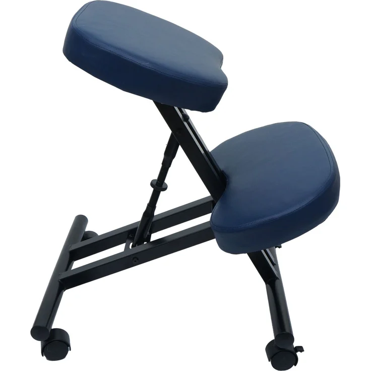 Kniestuhl HWC-E10, Sitzhocker Kniehocker, höhenverstellbar Rollen Kunstleder Metall MVG-zertifiziert ~ blau – Bild 7
