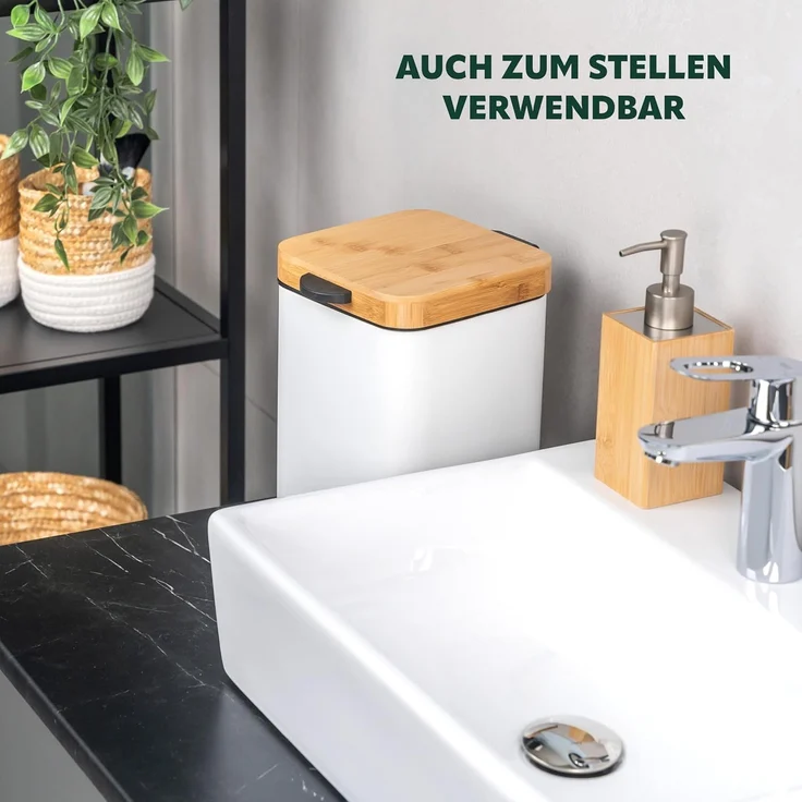 bremermann Kosmetikeimer Wand-Kosmetikeimer 3 l, Badmülleimer 2-Wege-Montage, eckig – Bild 8