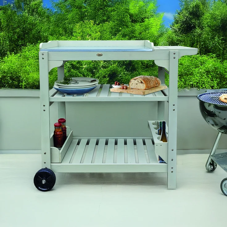 HABAU Universaltisch mit Ablage und Rollen aus Holz, Grau, 110 x 48 x 100 cm – Bild 7