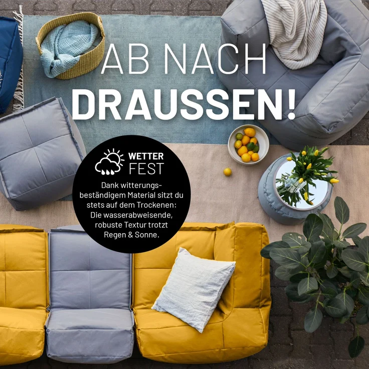 Lumaland Sitzsack-Sofa, Polyester, Sessel, Senfgelb, 70 x 72 x 96 cm – Bild 6