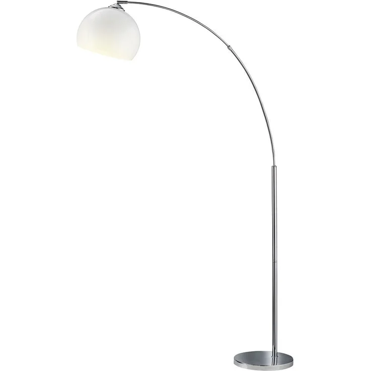 Bogenstehlampe, Metall, Acryl, weiß, E27, H 180 cm – Bild 1
