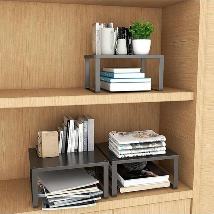 YunNasi Stapelbares Schrankregal Edelstahl Küchen Organizer 2x M 30x20x15cm – Bild 5