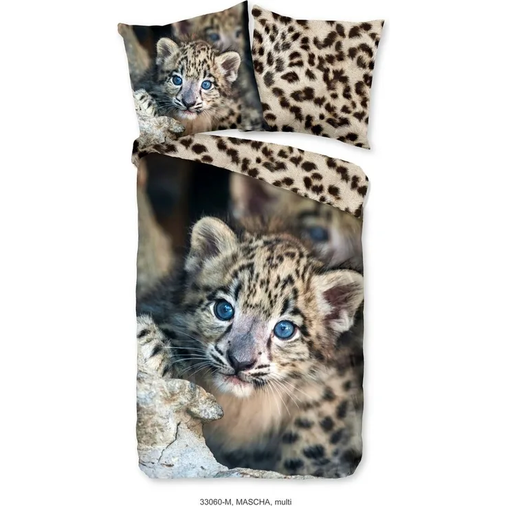 Pure Microfaser Bettwäsche 135 X 200 cm + 1- 80 X 80 cm Mascha leopard bunt