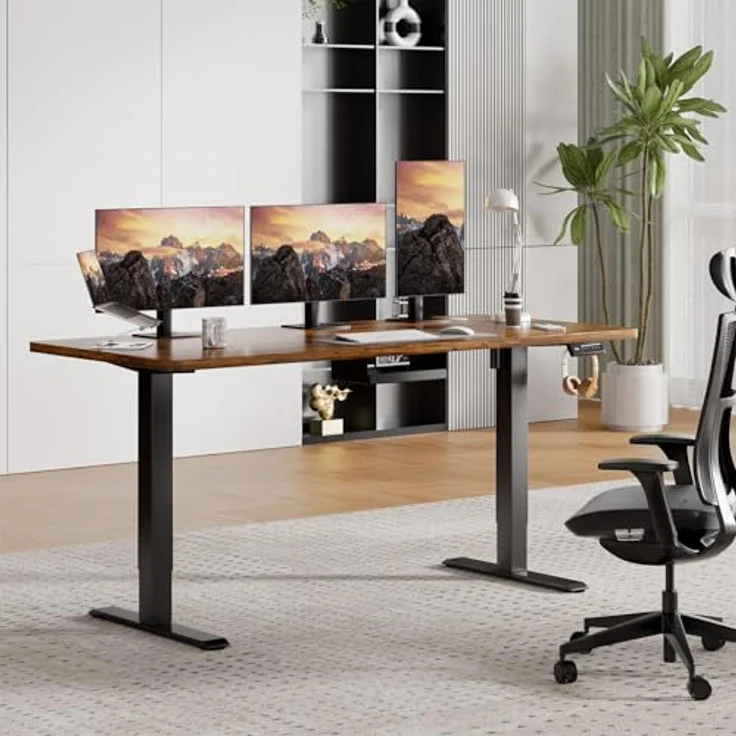 JUMMICO Schreibtisch elektrisch höhenverstellbar mit Memory-Funktion ,Schwarz, 160x60 cm Braun – Bild 10