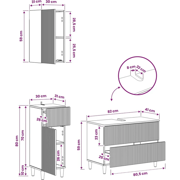 vidaXL 3-teiliges Badezimmer-Schranksystem ARNHEM Raucheiche 3417770 – Bild 10