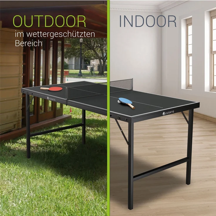 Juskys 'Flexi' Mini Tischtennisplatte mit Zubehör, klappbar, Holz / Metall schwarz, 71 x 152 x 71 cm – Bild 6