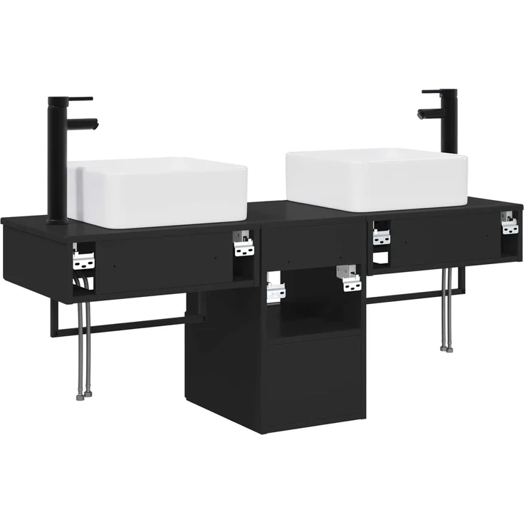 vidaXL Badezimmerschrank-Set 3 stk. Schwarz 130 x 41 x 80 cm 3405598 – Bild 8