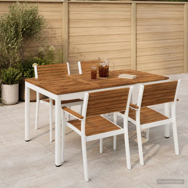 vidaXL Gartentisch NAARDEN Natur und Weiß 141 x 80,5 x 75 cm 901320 – Bild 1