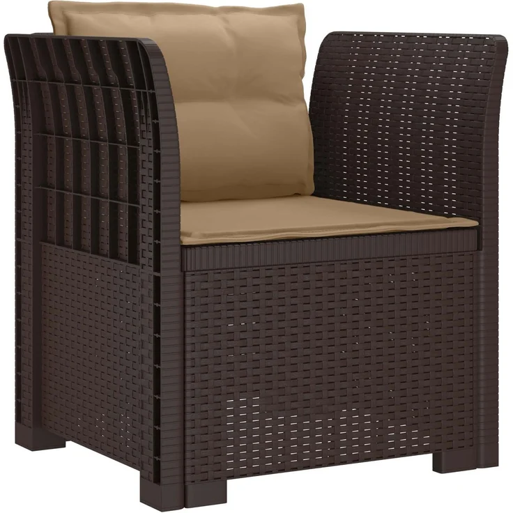 vidaXL 1-Sitzer Sessel mit Kissen Rattan-Look PP Braun 8011874 – Bild 2