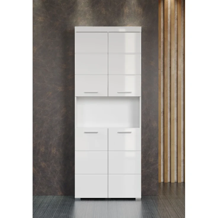 Trendteam 'Amanda' Hochschrank, Holz, Weiß Hochglanz, 190 x 31 x 73 cm – Bild 8