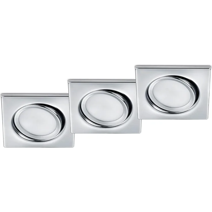 Eckiger LED Einbaustrahler Decke 3er Set Spot schwenkbar Chrom glänzend 5 Watt